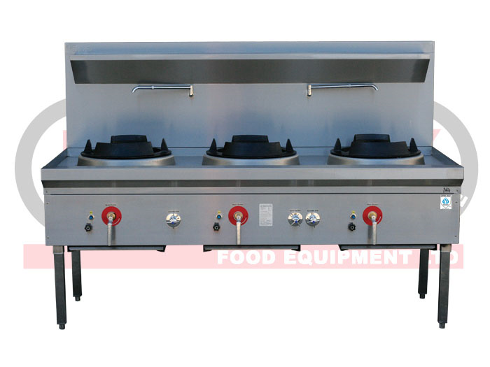 LKK 3-BURNER WOK BENCH - DUCKBILL/CHIMNEY BURNER